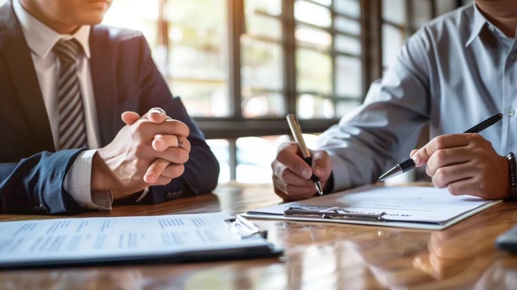 Agent and client going over Insurance application