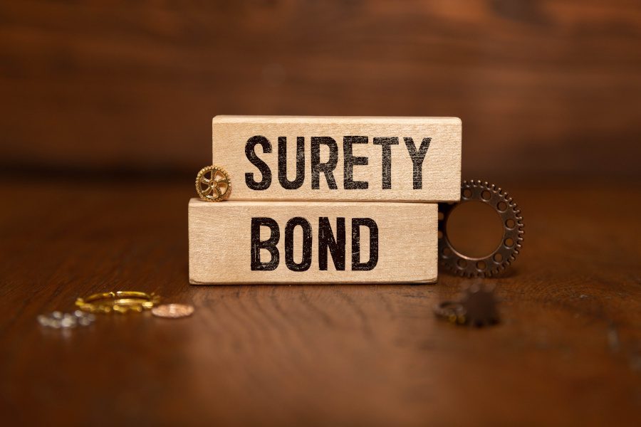 blocks with Surety Bonds printed on them. 