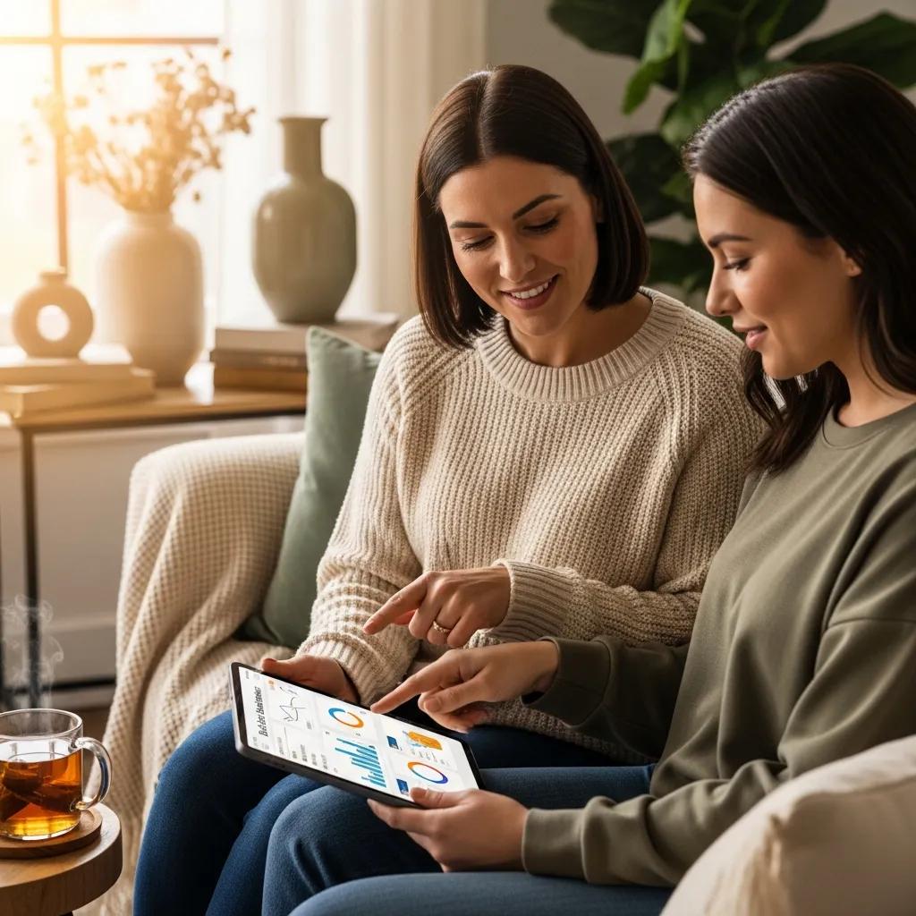 Client and financial advisor reviewing debt reduction tools together in a cozy environment