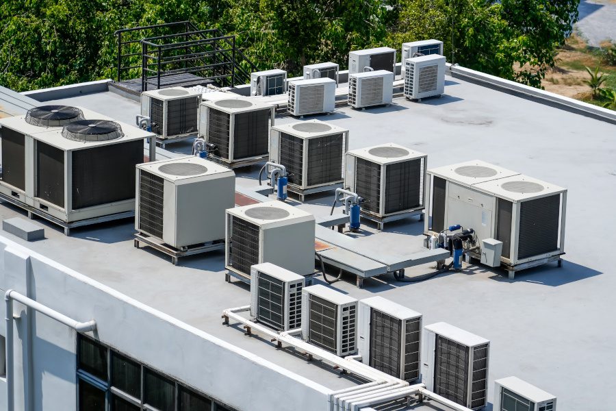 commercial HVAC systems on a roof top