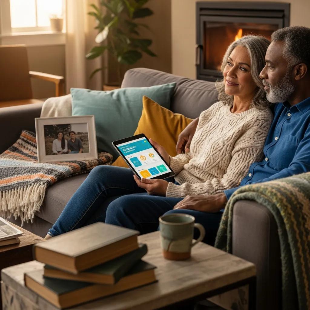Couple discussing retirement plans in a cozy home environment, highlighting effective retirement planning