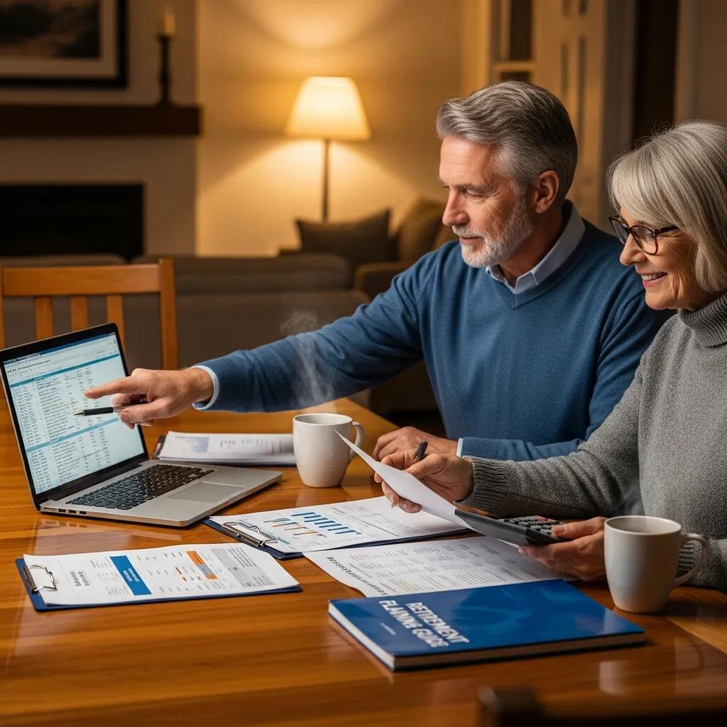 Couple planning retirement finances together, focusing on income management strategies