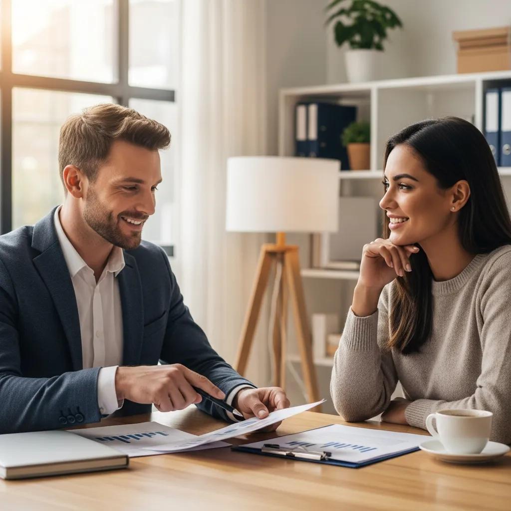 Financial advisor discussing wealth advisory services with a client in a cozy office setting