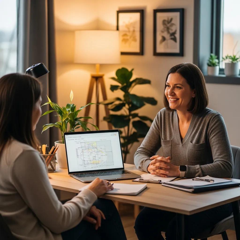 Independent financial advisor discussing personalized financial strategies with a client in a cozy office