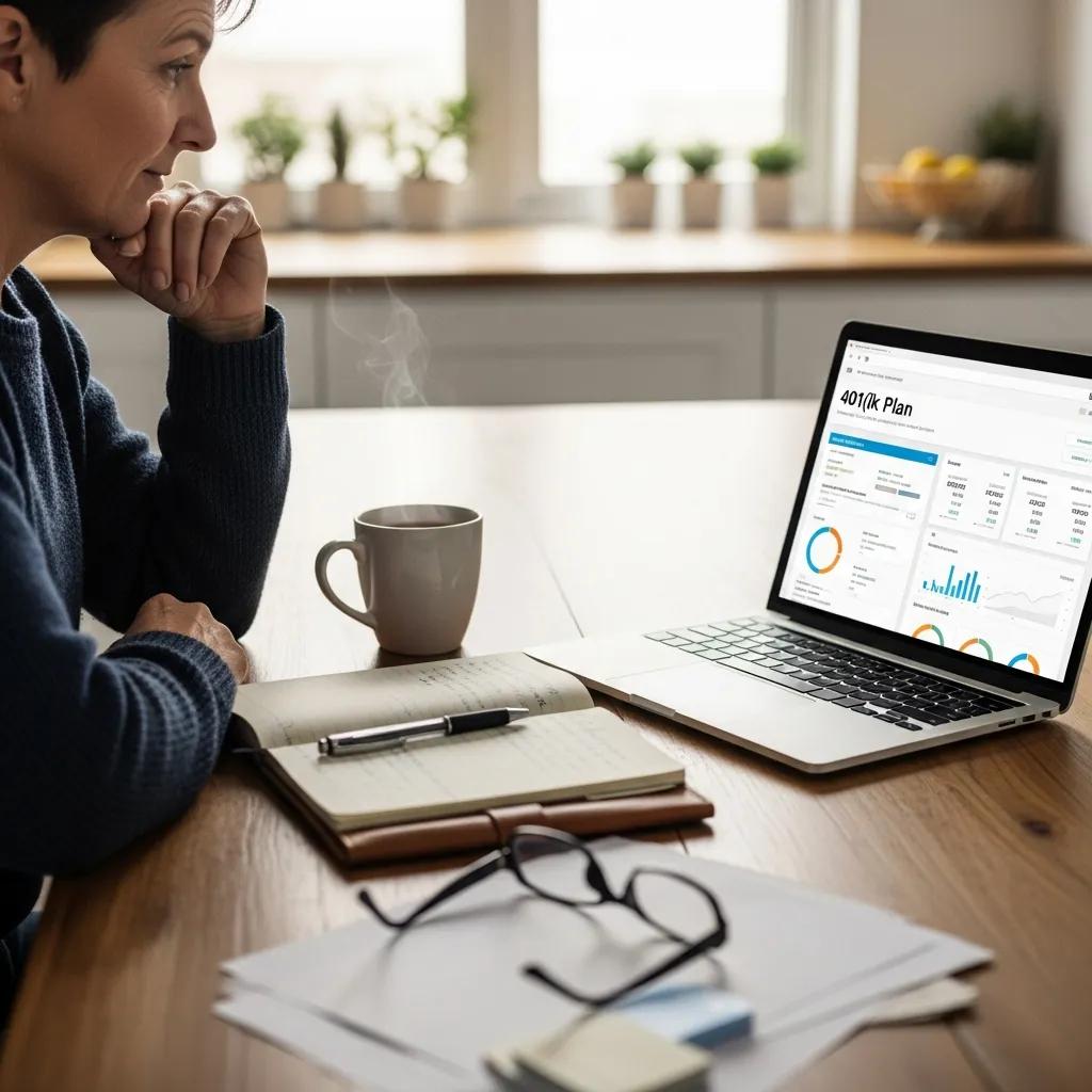 Individual reviewing 401(k) plan at home for secure retirement