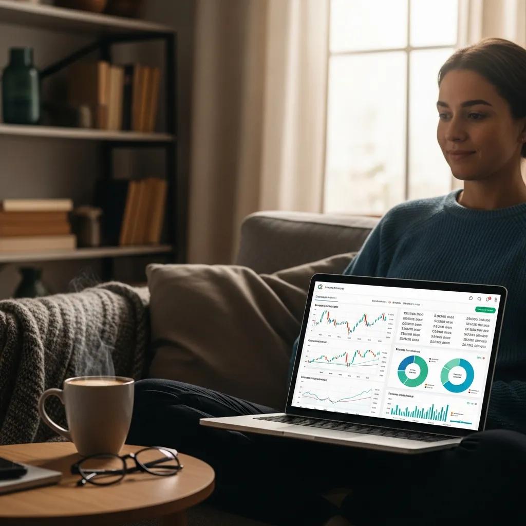 Individual reviewing investment portfolio at home, highlighting diversification strategies