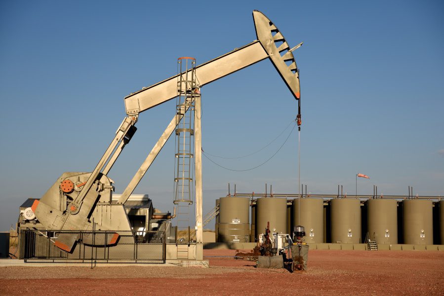 oil head and storage tanks in an oil field