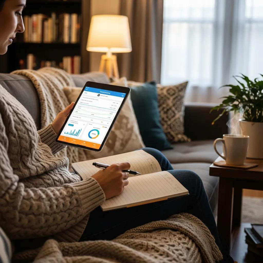 Person using a budgeting app on a tablet, illustrating effective budgeting techniques for financial control