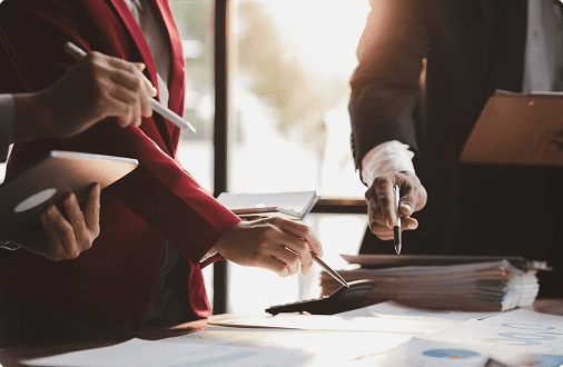 business people going over a document