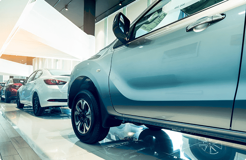 a car on a showroom floor