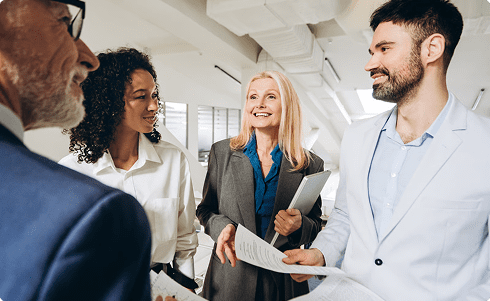 employees and employer meeting