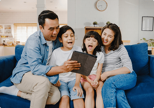 Family on a couch