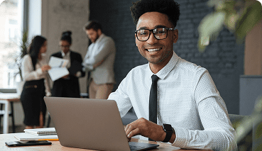 office worker on a PC