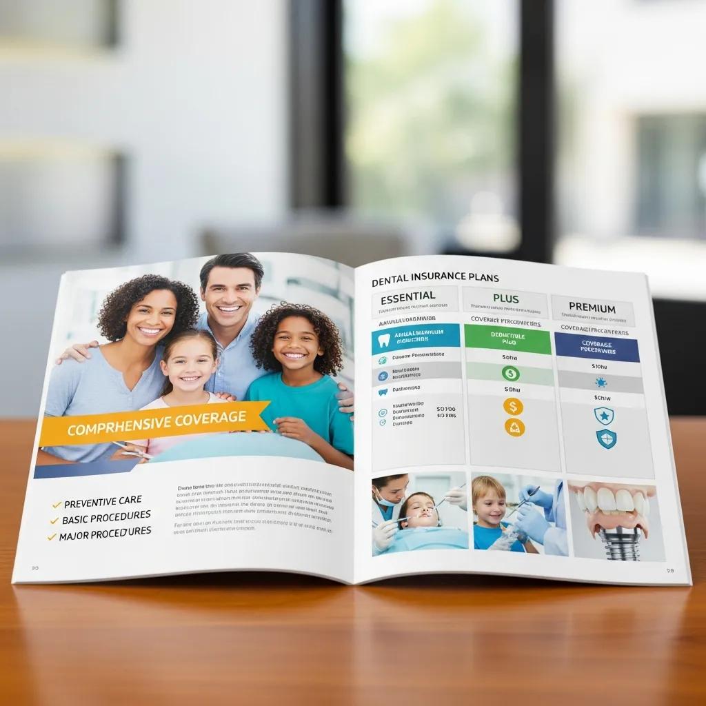 Dental care brochure displaying various insurance coverage options