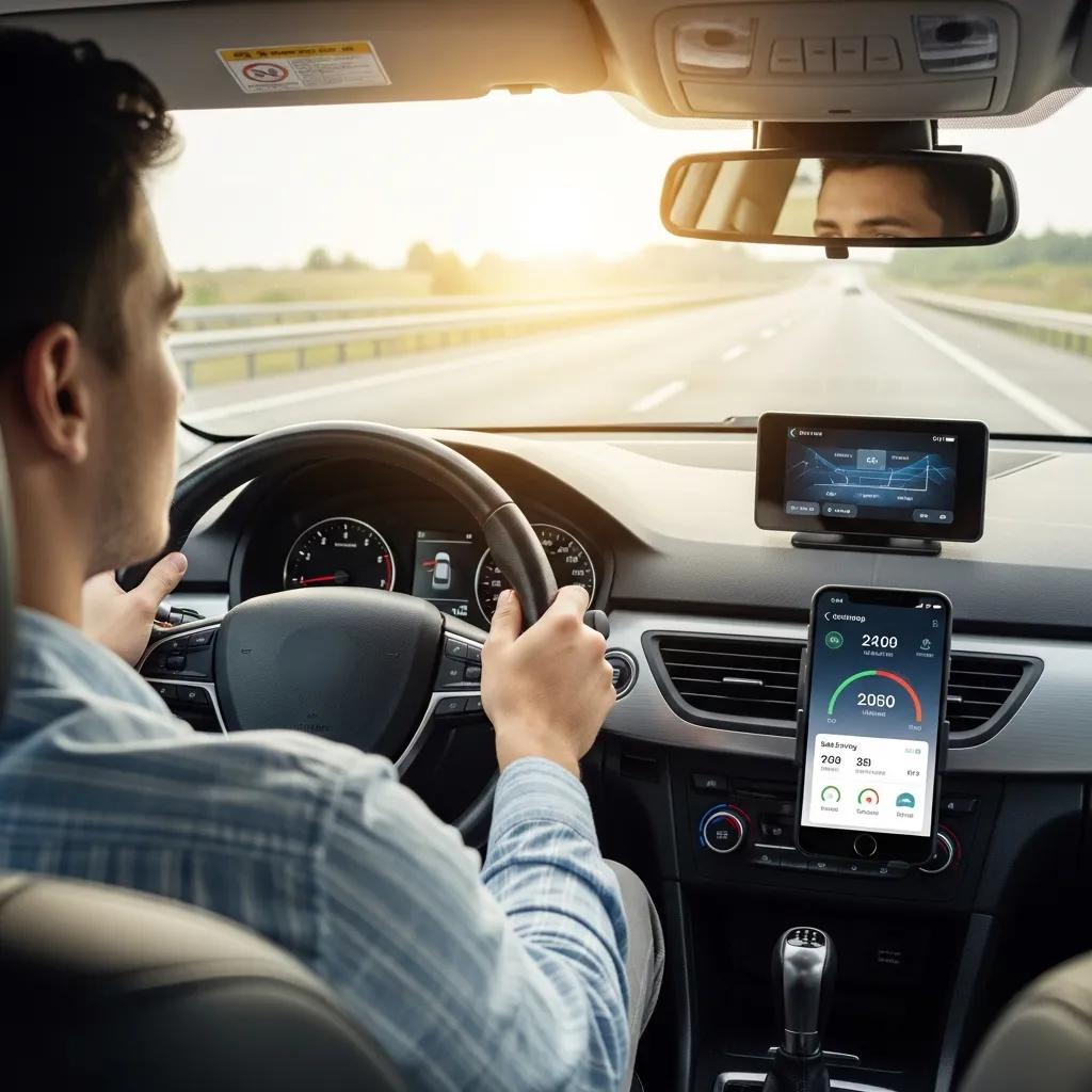 Driver using a telematics device to monitor safe driving behavior