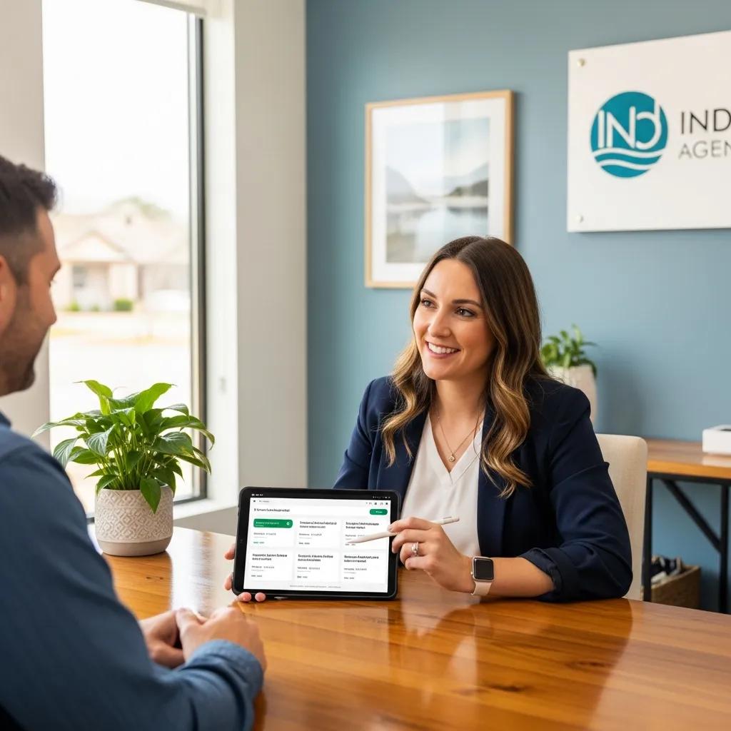 Independent insurance broker assisting a client with affordable insurance options